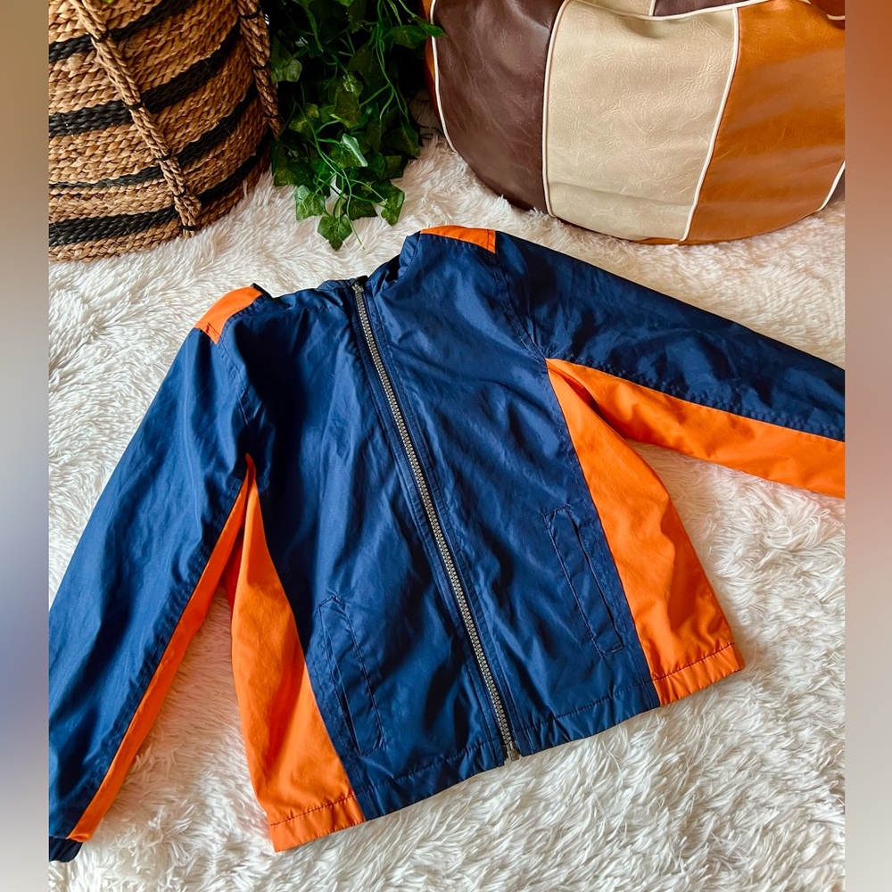 Carter's Navy Blue and Orange Kids Windbreaker Zip Up Lightweight Jacket